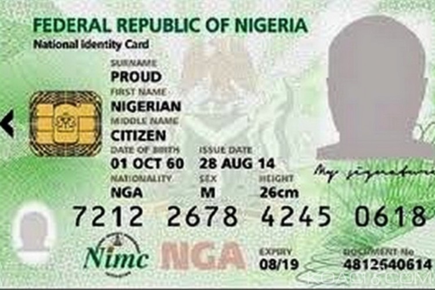 Nigeria : La Carte d'Identité payante à  partir de 2022