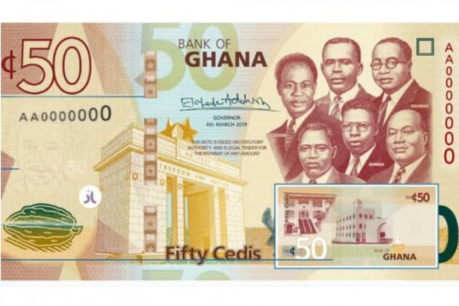 Ghana : Sortie de billets de Ghana cedi actualisés contre la contrefaçon