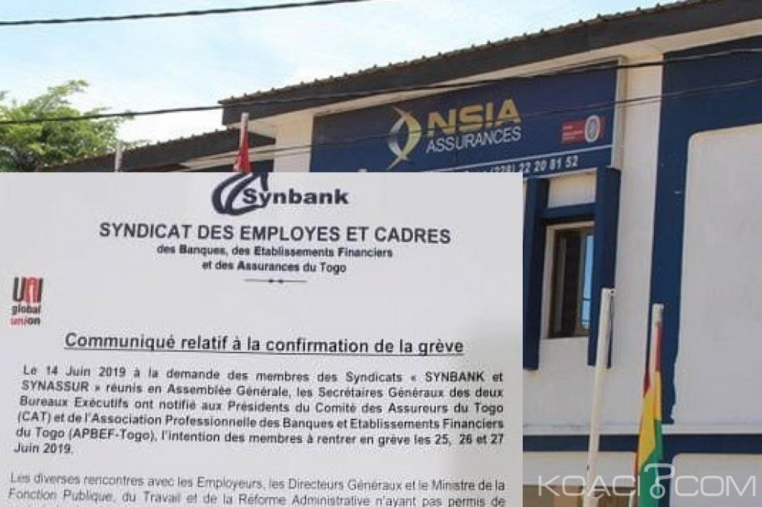 Togo : Affaire NSIA, le SYNBANK maintient sa grève après une démarche du ministre Bawara