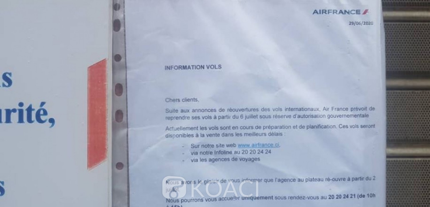 Côte d'Ivoire-France : Air France reprend ses vols entre Abidjan et Paris à compter du 6 juillet