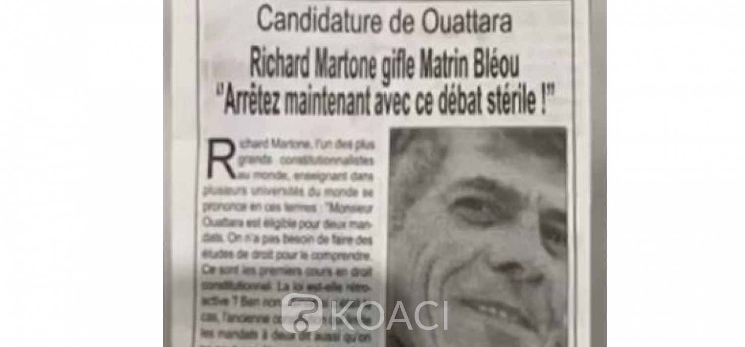Côte d'Ivoire : Débat sur la candidature de Ouattara,  des députés RHDP  et le  Constitutionnaliste internationaliste  fantôme Richard Martone