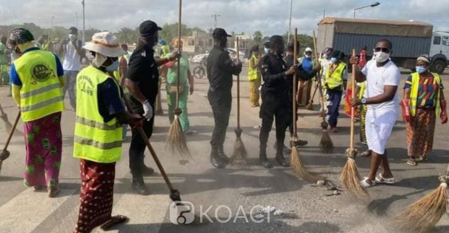 Côte d'Ivoire : Après un bien bref orage, Yamoussoukro embraie le retour à la normale d'Abidjan, police et habitants côte à côte pour le nettoyage des rues