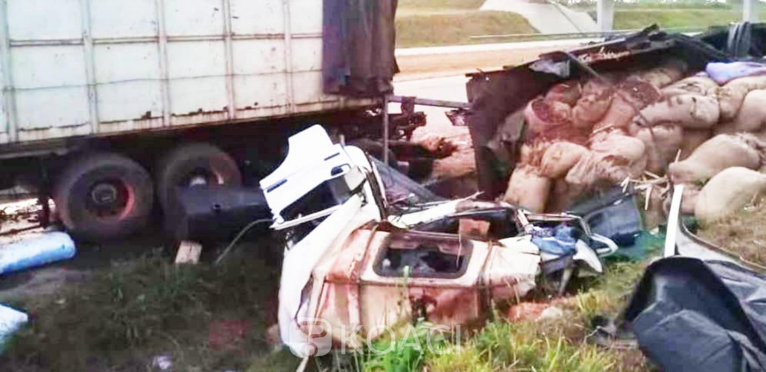 Côte d'Ivoire : Accident impliquant deux camions de transport de marchandises sur l'autoroute du Nord, 2 morts