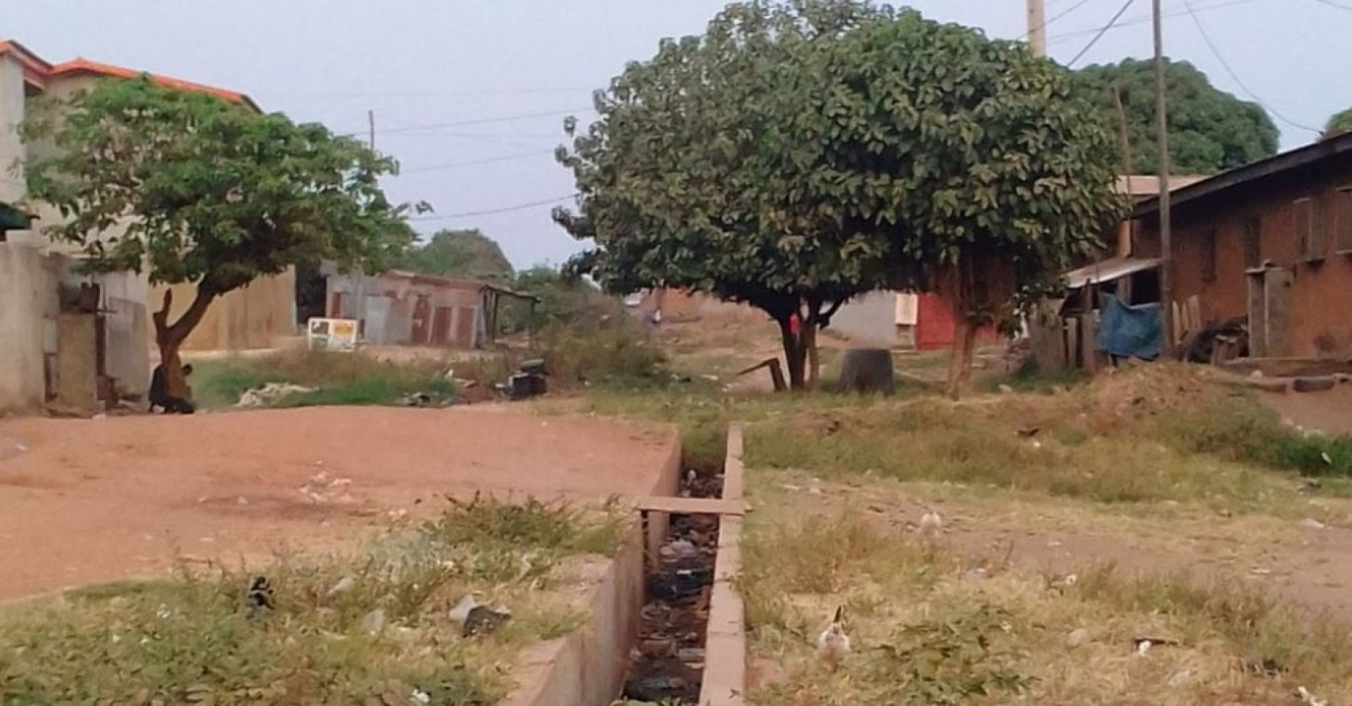 Côte d'Ivoire : Bouaké, attendant désespérément le bitumage d'un tronçon, des habitants d'un quartier s'offrent un caniveau en pleine chaussée