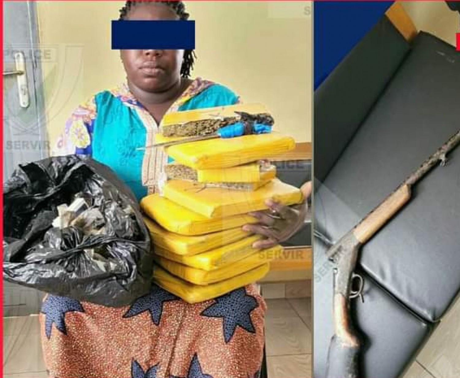 Côte d'Ivoire : Bouaké, une dame interpellée avec 9 kg de cannabis et d'une arme de type  calibre 12