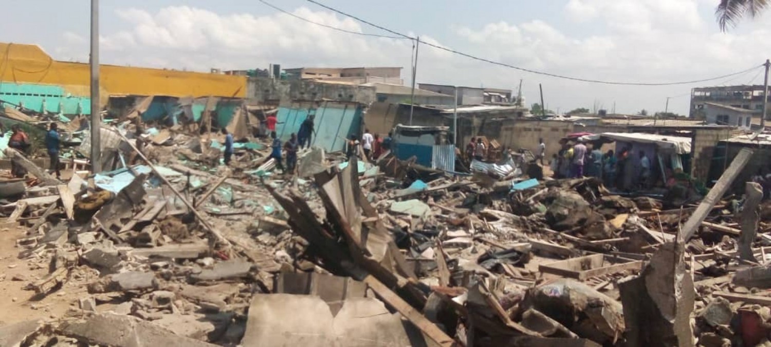 Côte d'Ivoire : Port-Bouet, agrandissement de l'autoroute Abidjan-Bassam, plusieurs commerces, lieux de cultes et habitations détruits