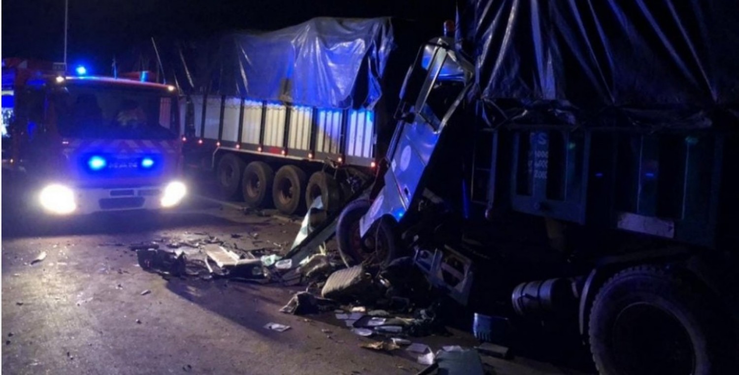 Côte d'Ivoire : Un  carambolage impliquant 03 camions fait un mort sur l'autoroute du nord