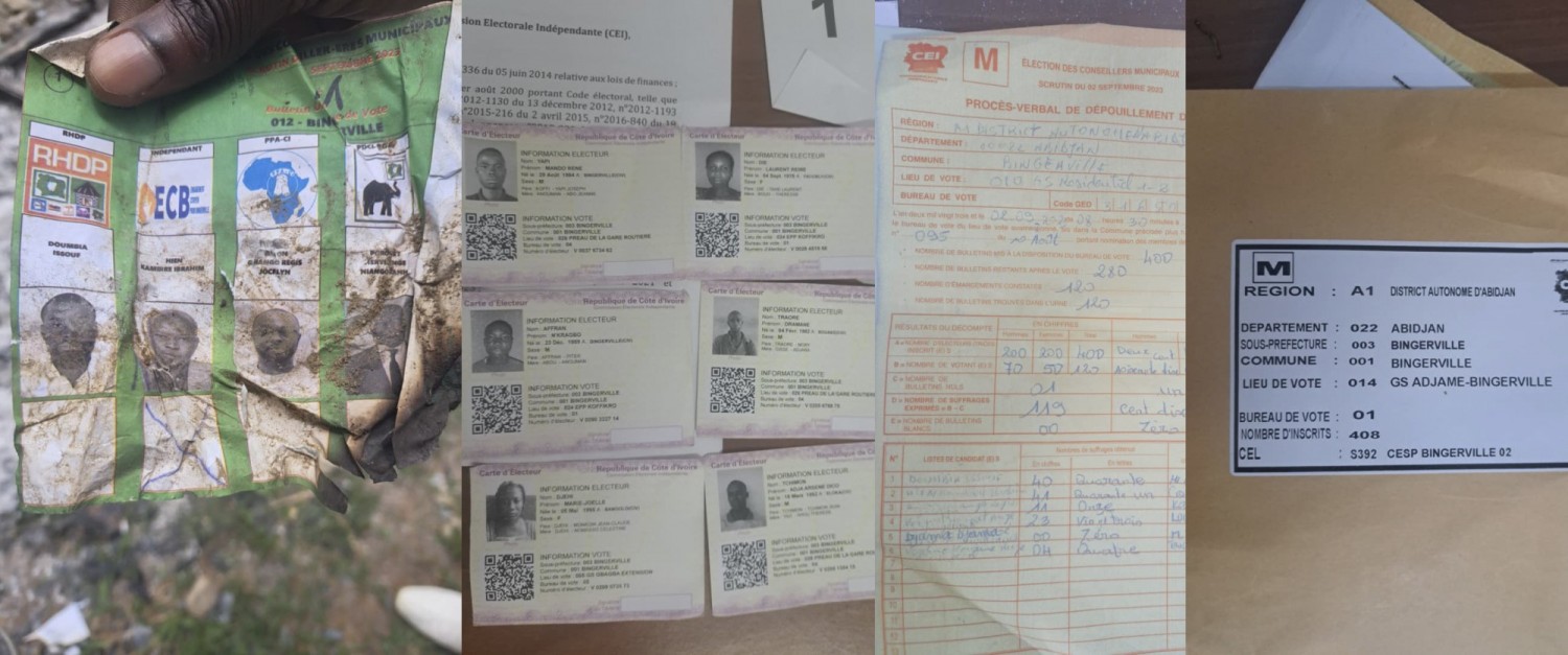 Côte d'Ivoire :   Elections municipales à Bingerville, des stickers et de fausses cartes d'électeurs, découverts dans une école