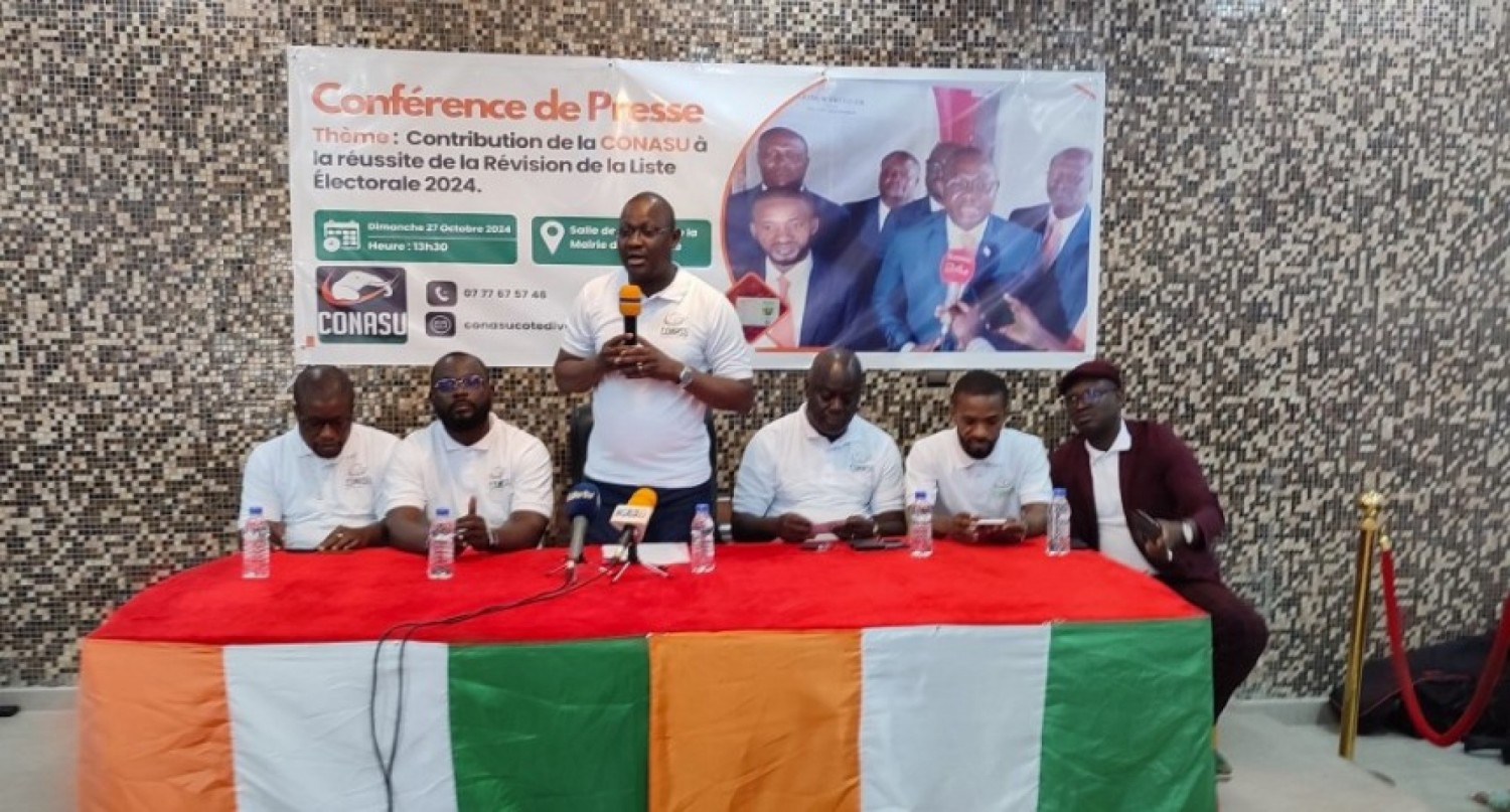 Côte d'Ivoire : Révision de la liste électorale, la CONASU encourage les jeunes à prendre d'assaut les centres d'enrôlement pour faire gagner leur candidat en 2025