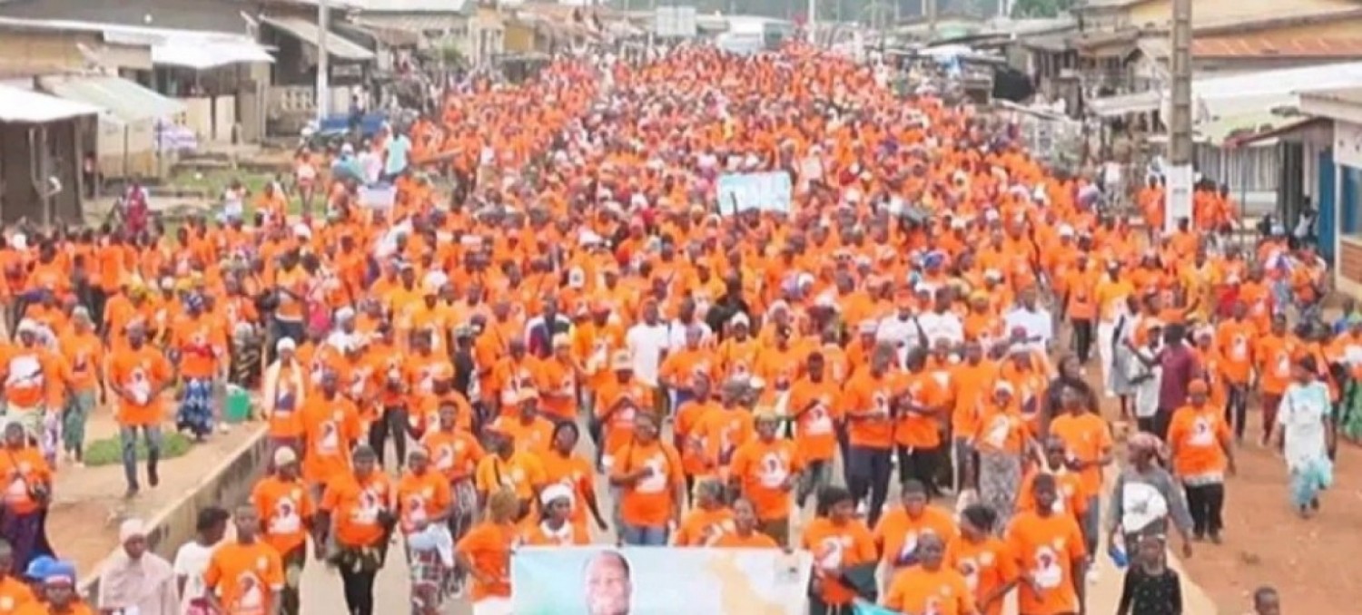 Côte d'Ivoire : Mankono, 3000 militants RHDP dans la rue pour ADO ce lundi