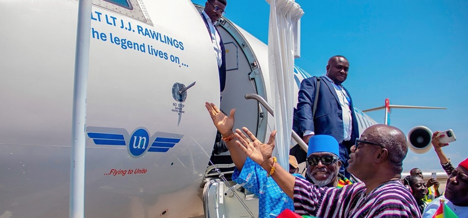 Ghana :  Un vœu de J.J. Rawlings accompli 5 ans après sa mort sur un avion d'United Nigeria