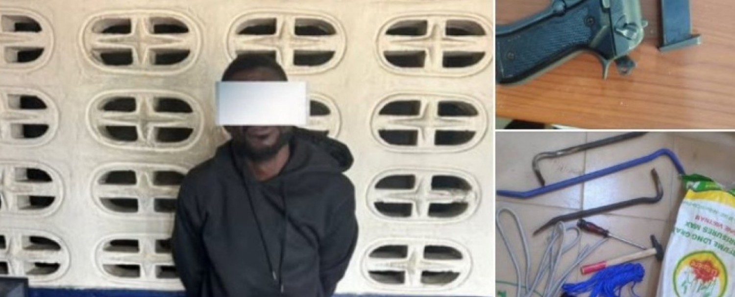 Côte d'Ivoire : Grand-Bassam, un gang surpris en plein vol, un individu interpellé avec un pistolet