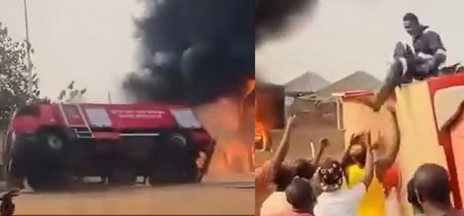 Ghana :  Accident d'un camion de pompiers à son arrivée sur le site d'un incendie à Buipe