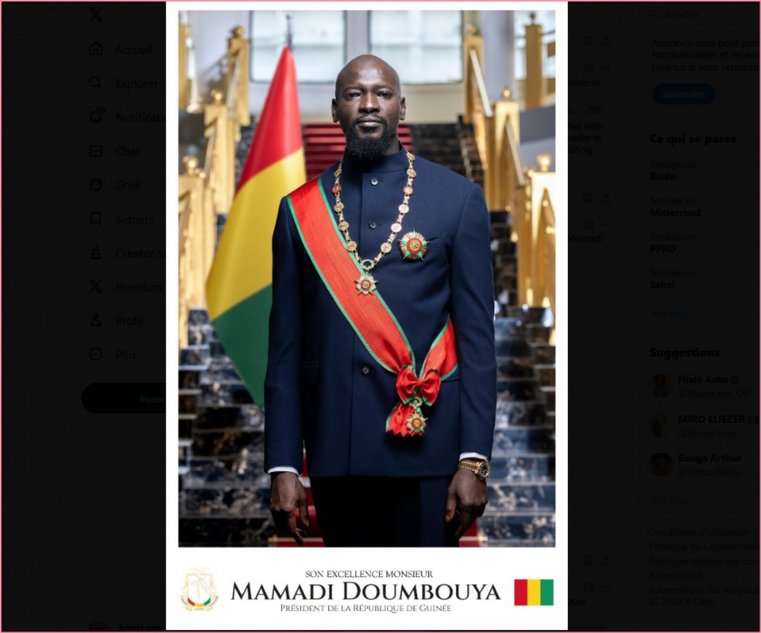 Guinée : La présidence publie la nouvelle photo officiel de Mamadi Doumbouya