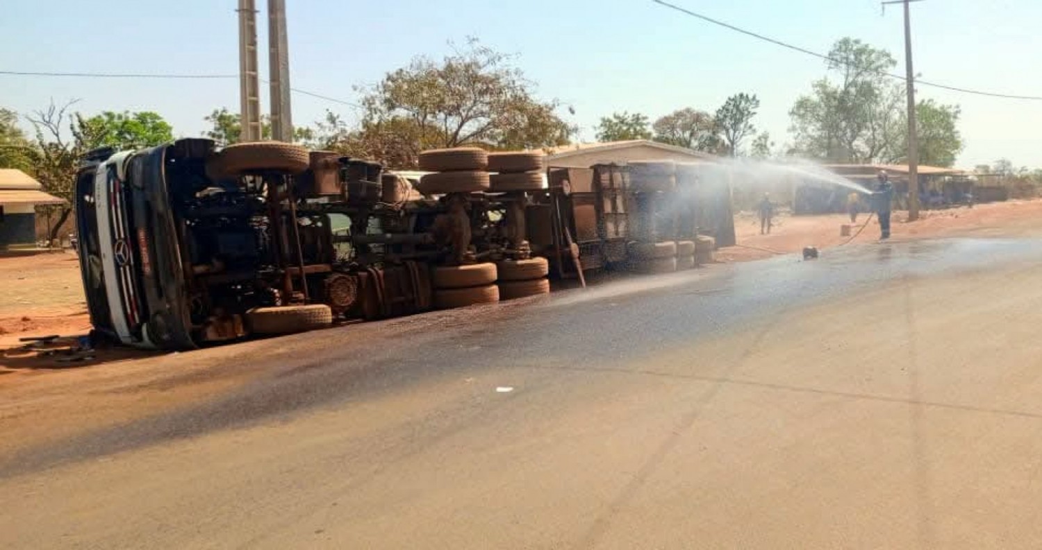 Côte d'Ivoire : Incident majeur près de Tengréla, un camion-citerne de kérosène se renverse, une vaste opération de sécurisation déployée