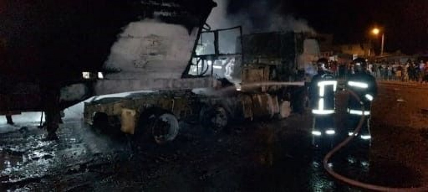 Côte d'Ivoire : Moronou, un accident mortel et les pompiers civils pris à partie après l'incendie du véhicule