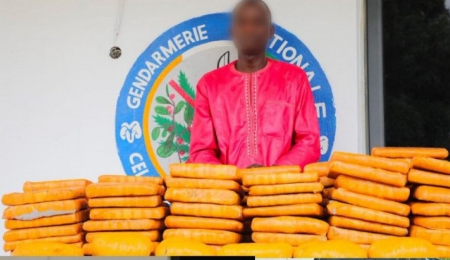Côte d'Ivoire : La Gendarmerie interpelle  un individu en possession de 102 kilogrammes de drogue