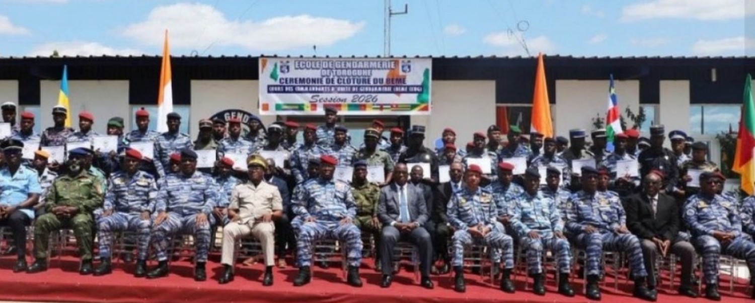 Côte d'Ivoire : Gendarmerie, 34 Officiers issus de 09 pays préparés  à exercer le commandement d'une unité élémentaire