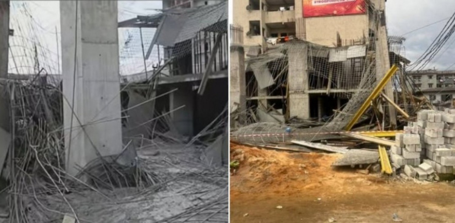 Côte d'Ivoire : Treichville, effondrement partiel d'une dalle au rez-de-chaussée d'un immeuble R+4 en chantier, des blessés légers