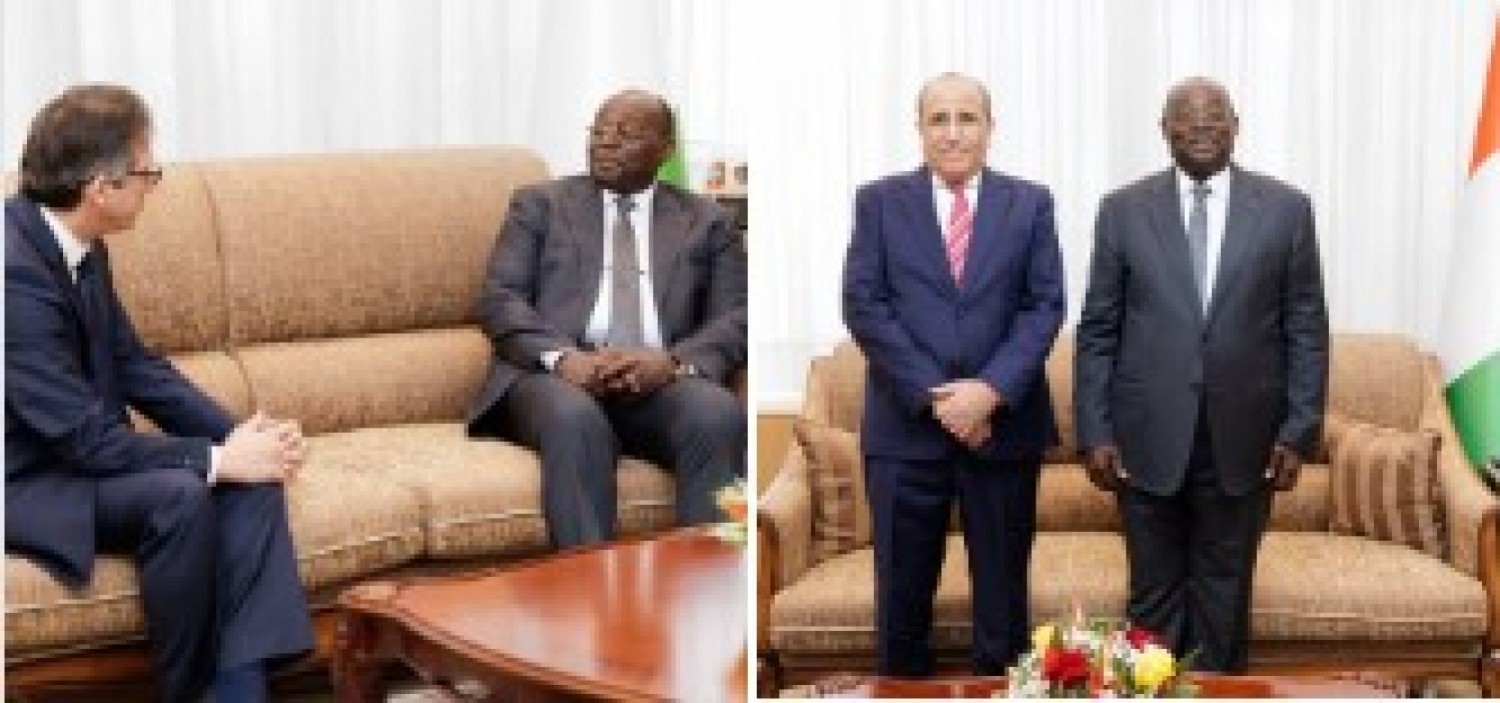 Côte d'Ivoire : Diplomatie, en fin de mission à Abidjan les Ambassadeurs de Mauritanie et d'Algérie font leurs adieux au VP Meyliet Koné