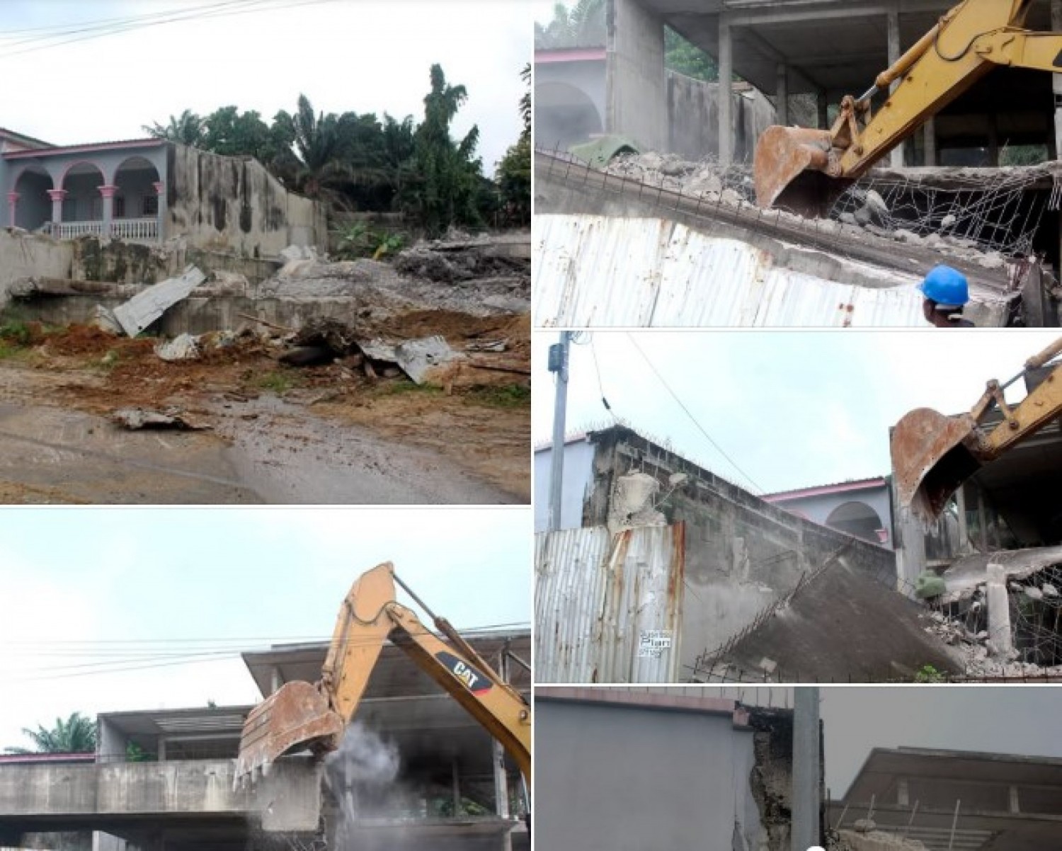 Côte d'Ivoire : Un immeuble R+2 menaçant ruine démoli à Cocody-Bonoumin