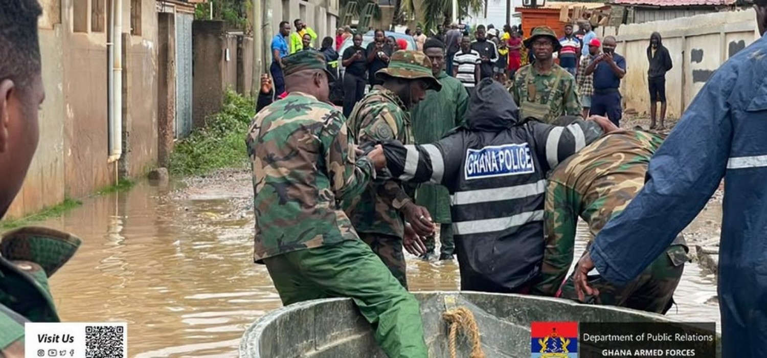 Ghana :  Pluies et inondations, 479 personnes secoures, 10 morts et un disparu, fonds de secours débloquées