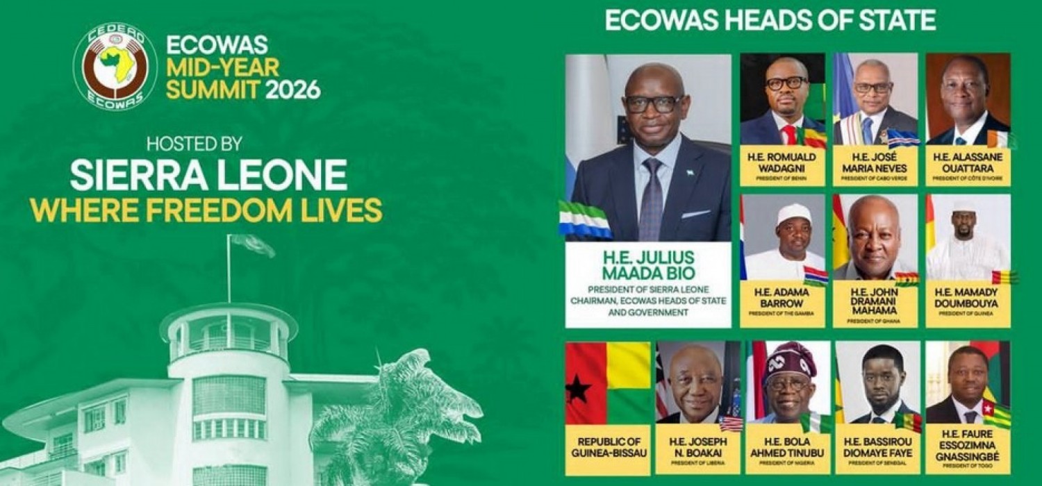 Cedeao :  Lancement et détails du 69e sommet de mi-année en Sierra Leone consacré aux défis régionaux