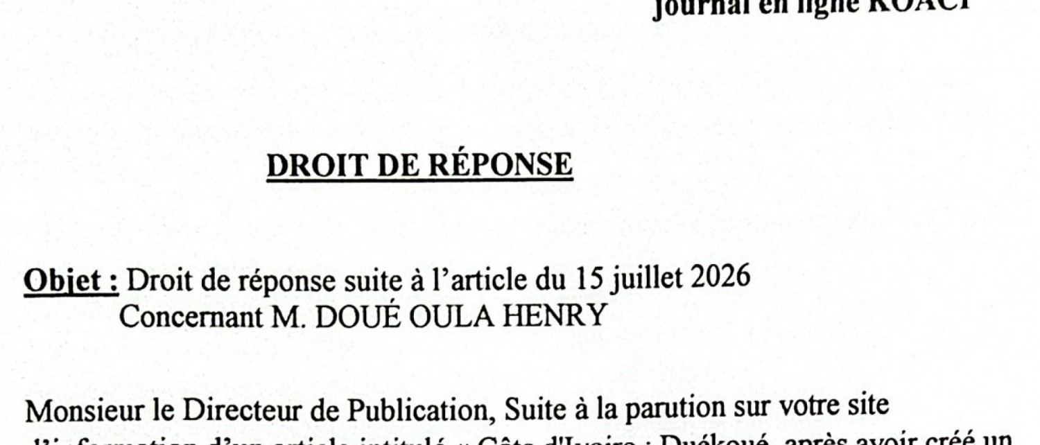 Côte d'Ivoire : Affaire chef village imaginaire, droit de réponse de DOUÉ OULA HENRY