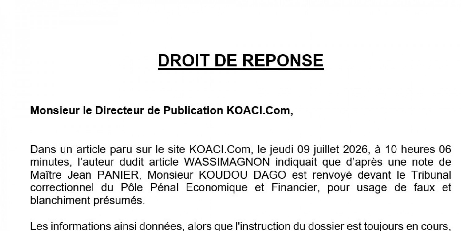 Côte d'Ivoire : Affaire Groupe scolaire Paul Langevin, droit de réponse de KOUDOU DAGO