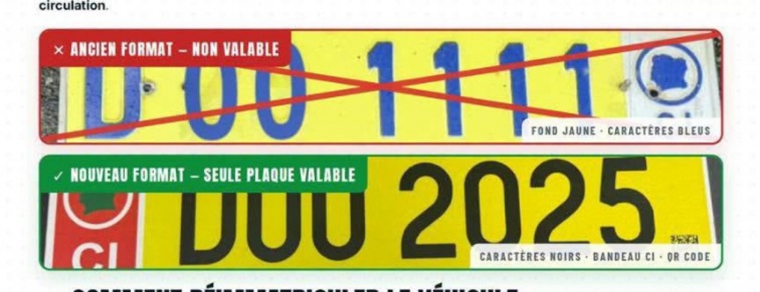 Côte d'Ivoire : Les véhicules administratifs portant les anciennes plaques d'immatriculation retirés de la circulation