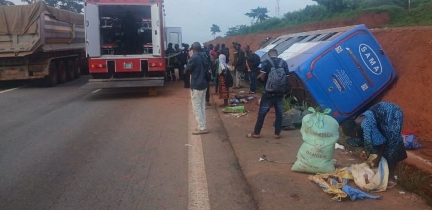 Côte d'Ivoire : Drame sur l'autoroute du Sud, un car de transport fait une sortie de route, deux morts et des dizaines de blessés