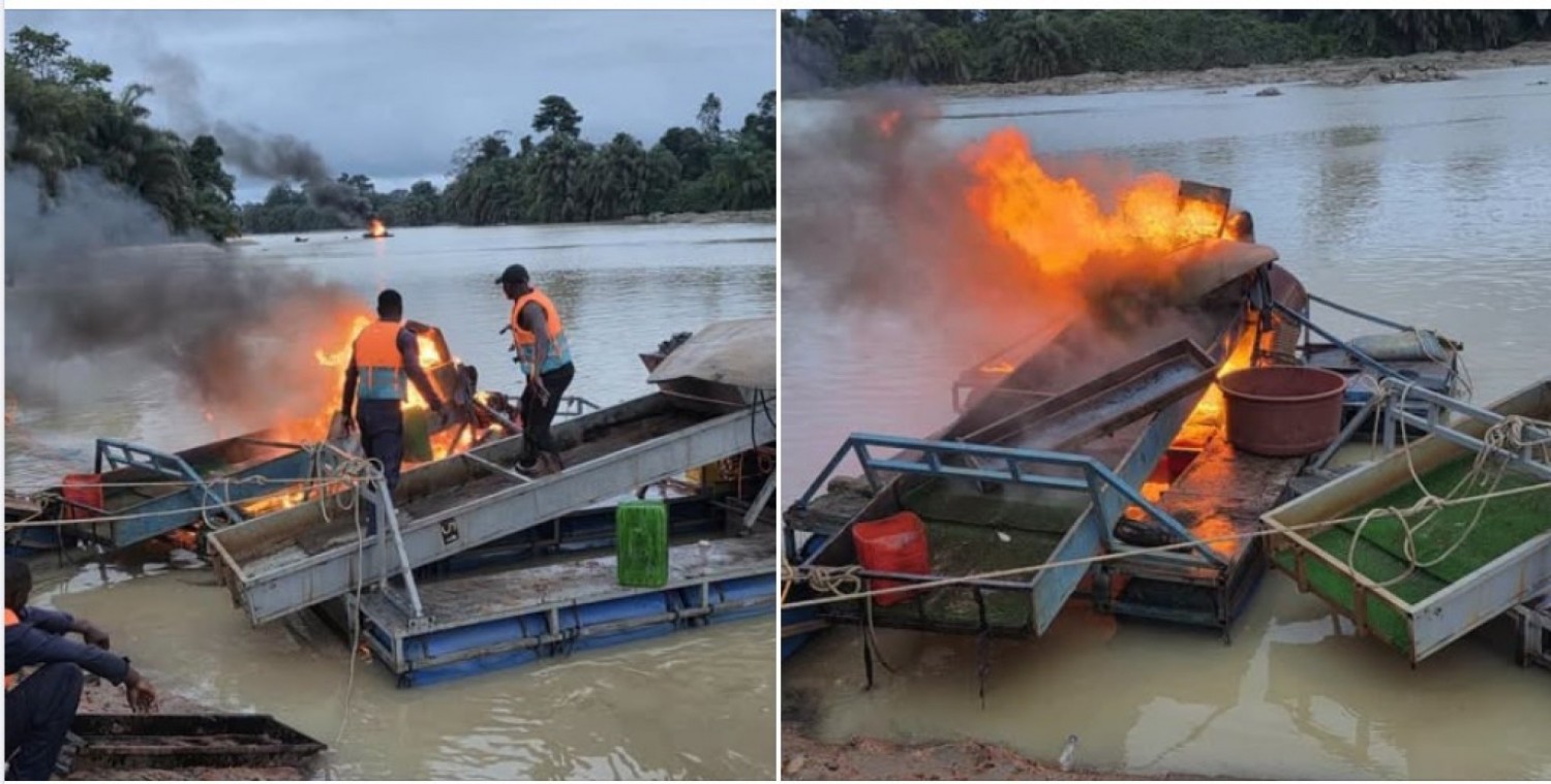 Côte d'Ivoire : Pas de répit dans la lutte contre les orpailleurs, plusieurs dragues détruites sur un affluent du fleuve Sassandra