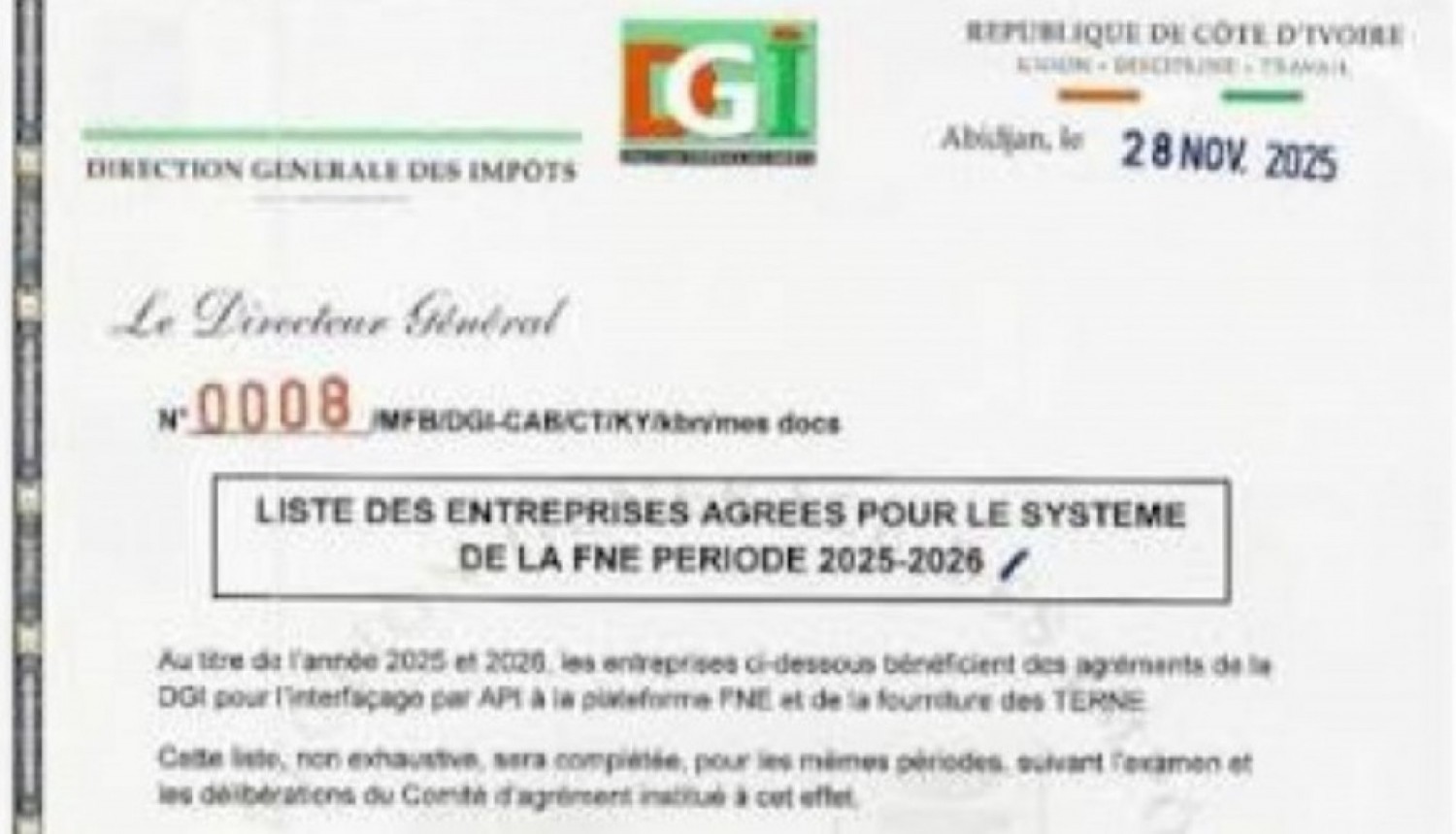 Côte d'Ivoire : Facturation normalisée électronique, la FENACCI exige la suspension des contrôles dès le 1er septembre et rappelle au gouvernement sa promesse de concertation