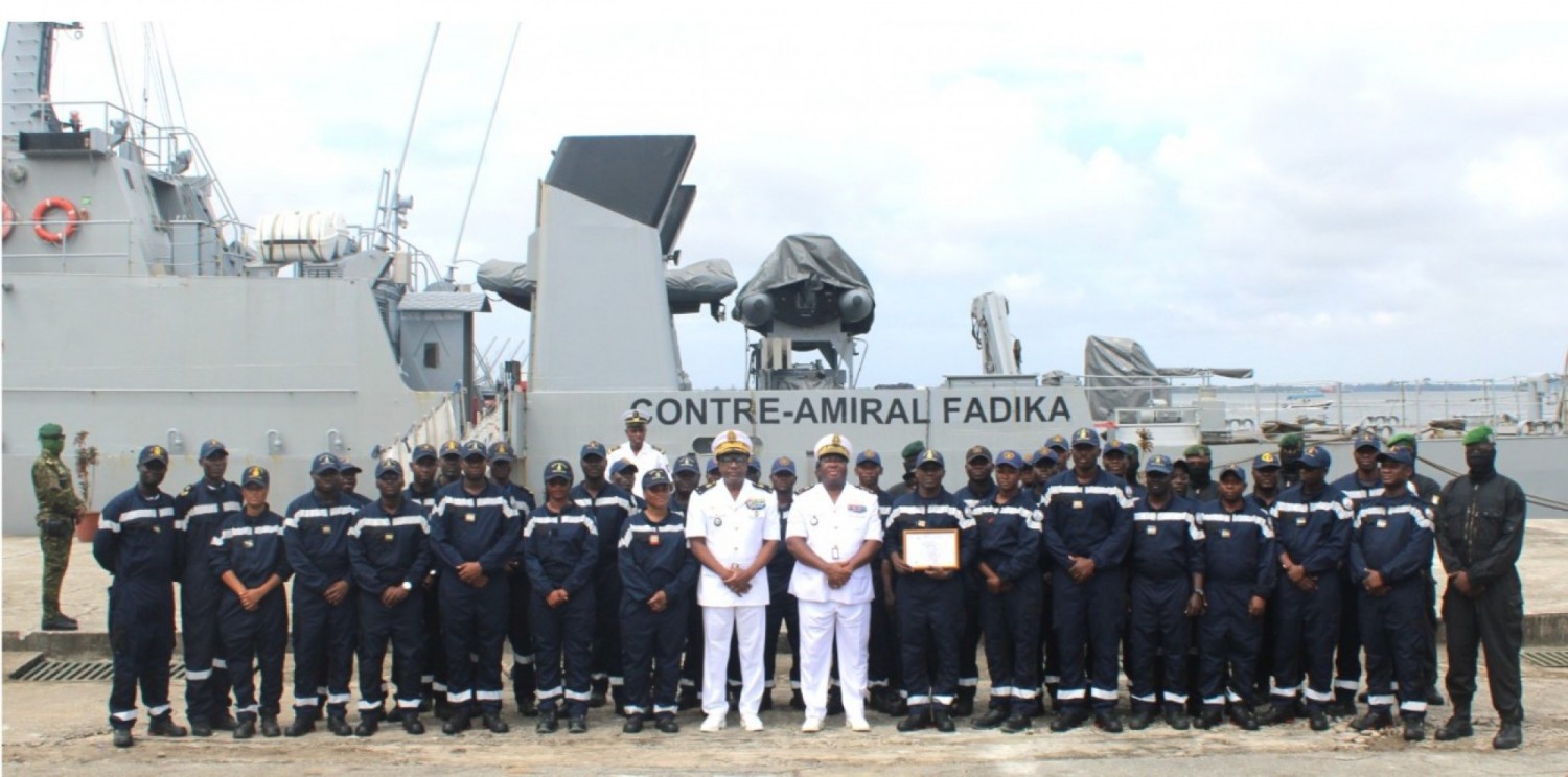 Côte d'Ivoire : Le patrouilleur « Contre-Amiral Fadika » de retour  après une mission régionale réussie, ayant inclut une escale au Libéria et l'arraisonnement du navire « IB Atlantic 4 »