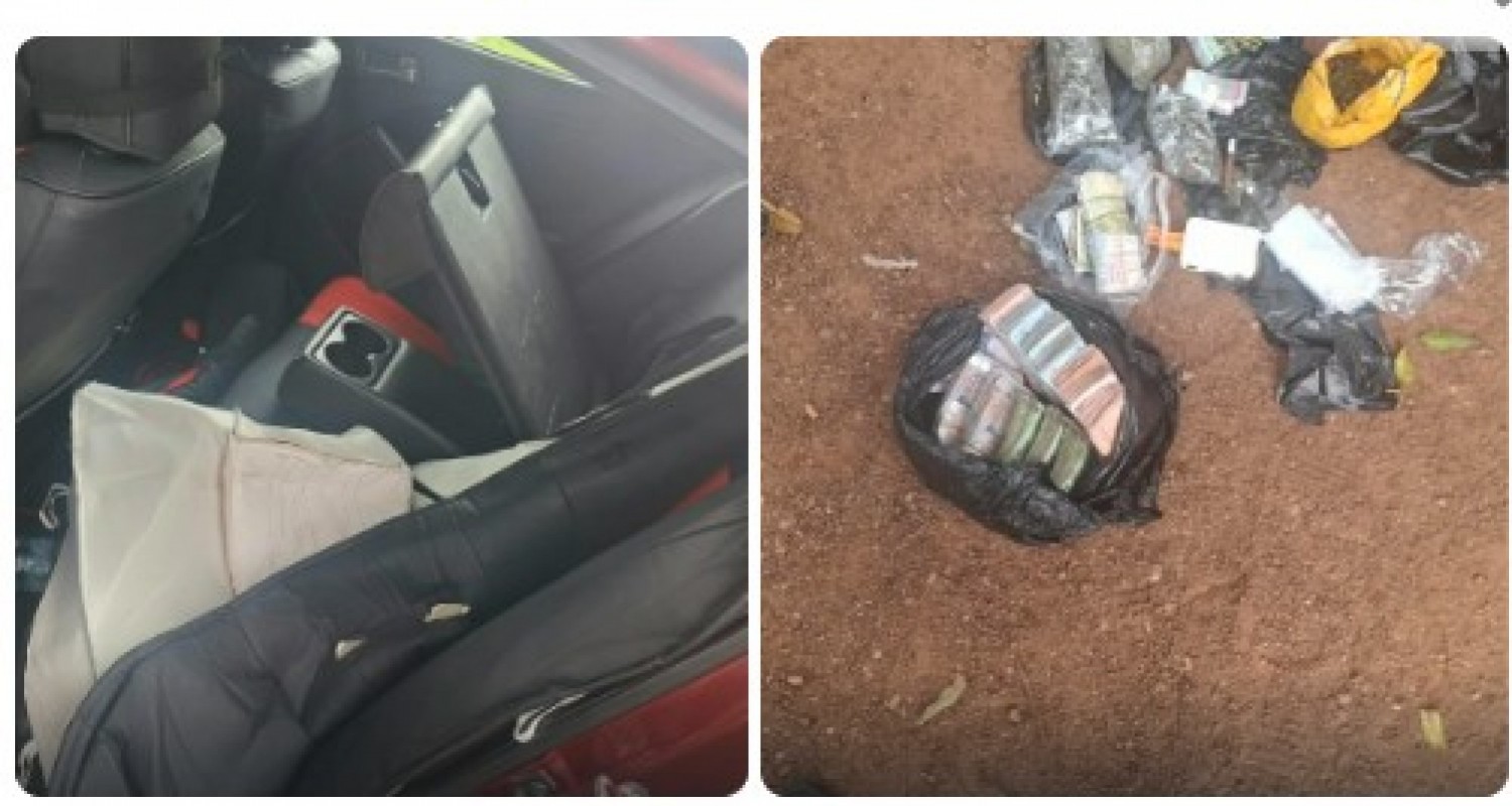 Côte d'Ivoire : À Yamoussoukro, la police intercepte un véhicule suspect, l'inspection révèle une grande quantité de drogues et une somme de 3.200.000 FCFA