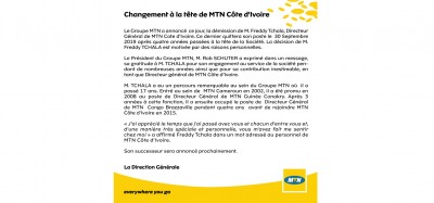 Côte d'Ivoire: Démission pour des «raisons personnelles» de Freddy Tchala, communiqué de MTN