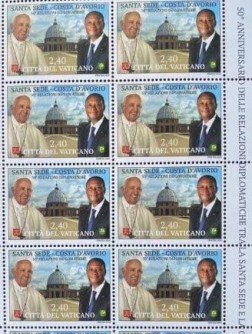Cote d'Ivoire-Vatican : Le cinquantième anniversaire des relations diplomatiques marqué par l'instauration d'un timbre