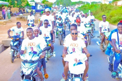 Côte d'Ivoire : Bouaké, pour le 1 coup KO de Ouattara avec la JPAD, 500 motards dans une caravane de mobilisation des jeunes