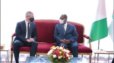 Côte d'Ivoire : La réconciliation, le métro et l'extension de l'aéroport d'Abidjan au centre de l'entretien entre Ouattara et Bruno Le Maire