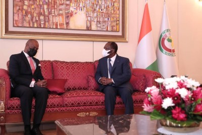 Côte d'Ivoire : Mise en place de la ZLECAF, Méné Wamkelé fait le point à Alassane Ouattara et annonce la ratification de 40 pays sur les 55 Etats de l'Union africaine