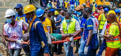 Nigeria : Décombres de l'immeuble effondré à Lagos, 36 morts, 9 survivants dont un béninois