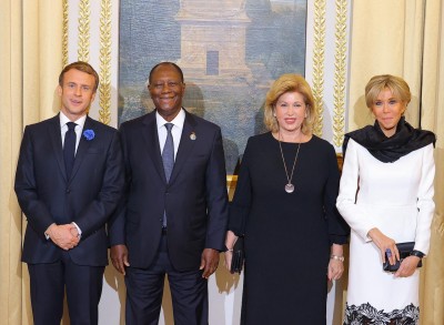 Côte d'Ivoire : Alassane et Dominique Ouattara dinent à l'Elysée après la cérémonie d'ouverture du Forum de Paris sur la Paix