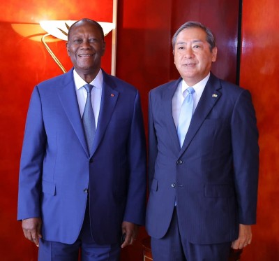 Côte d'Ivoire : L'Ambassadeur du Japon fait ses adieux à Ouattara, le Vice-Président  Sierra-Léonais à Abidjan pour le projet régional d'interconnexion des réseaux électriques