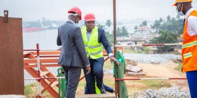 Côte d'Ivoire : En visite sur les chantiers de la construction du 4è pont, Amédé Kouakou insiste pour que le délai soit respecté et sur la sécurité des travailleurs