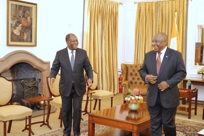 Côte d'Ivoire-Afrique du Sud : A Pretoria, Ouattara et Ramaphosa signent six nouveaux accords, volonté affichée de renforcer les échanges entre les deux pays