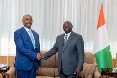 Côte d'Ivoire : Préparatifs de la CAN 2023, le Vice-président Koné reçoit Patrice Motsepe