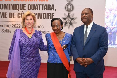 Côte d'Ivoire : Dominique Ouattara élevée à la dignité de grand officier dans l'ordre national