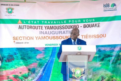 Côte d'Ivoire : Inauguration de la section Yamoussoukro-Tiébissou de l'autoroute du nord longue de 37 Km pour 82,7 milliards par le VPR Tiémoko Koné