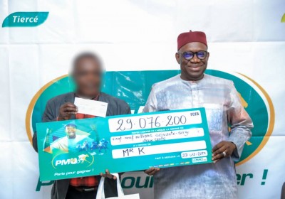 Côte d'Ivoire :    Vainqueur d'une cagnotte mise en jeu le 14 décembre 2022 par la LONACI, YMK a reçu son chèque de 29 076 200 de FCFA aujourd'hui des mains du DG
