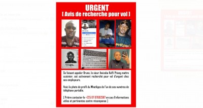 Côte d'Ivoire-Togo : Un chef cuisinier profite des fêtes pour voler 15 millions chez ses employeurs avant de quitter le pays, un avis de recherche lancé